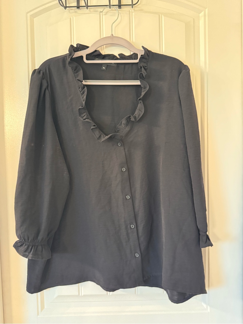 Gibsonlook Nordstrom Black Ruffle Blouse Size XL